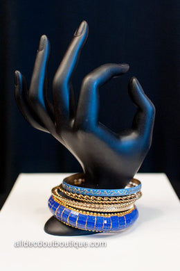 ADO |  Royal Blue & Gold Bangle Set Bracelet - All Decd Out
