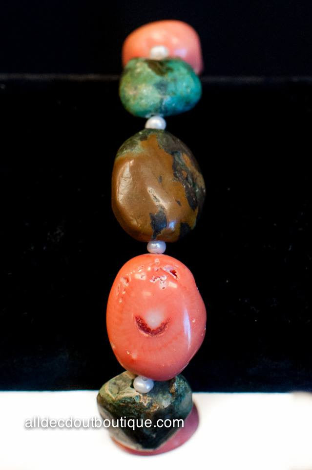 ADO | Peach and Turquoise Rock Stretch Bracelet