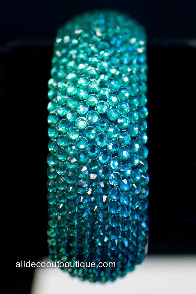 ADO | Broad Blue Bangle Bracelet with Crystals - All Decd Out