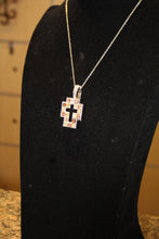 ADO | Embellished Cross Pendant Silver & Amber - All Decd Out