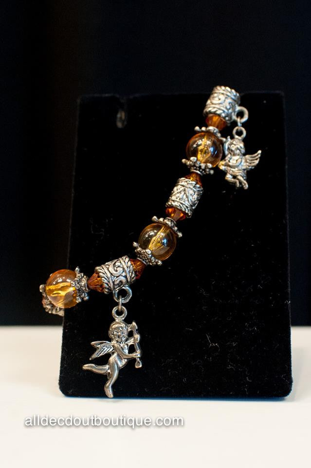 ADO | Orange Beaded Stretch Charm Bracelet