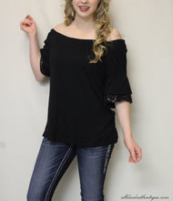 2 Tee Couture | Top with Glitter Sleeves Black - All Decd Out