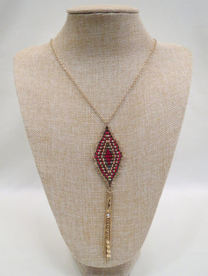 ADO | Diamond Shaped Pendant with Gold Chain Tassel - All Decd Out