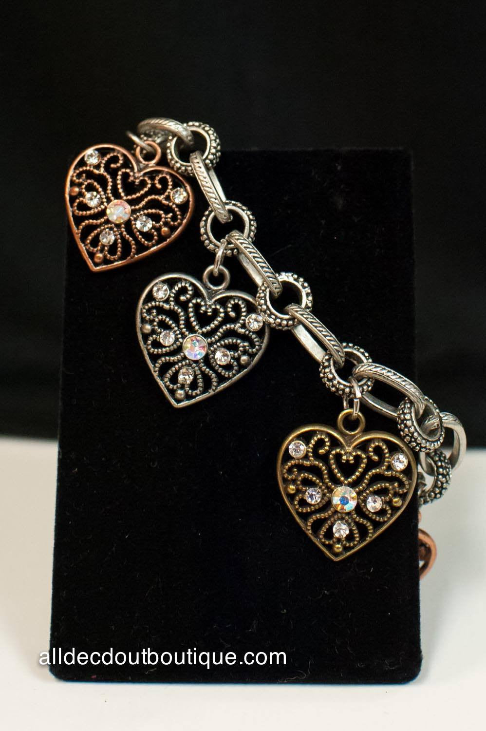 ADO | Silver Chain Heart Charm Clasp Bracelet