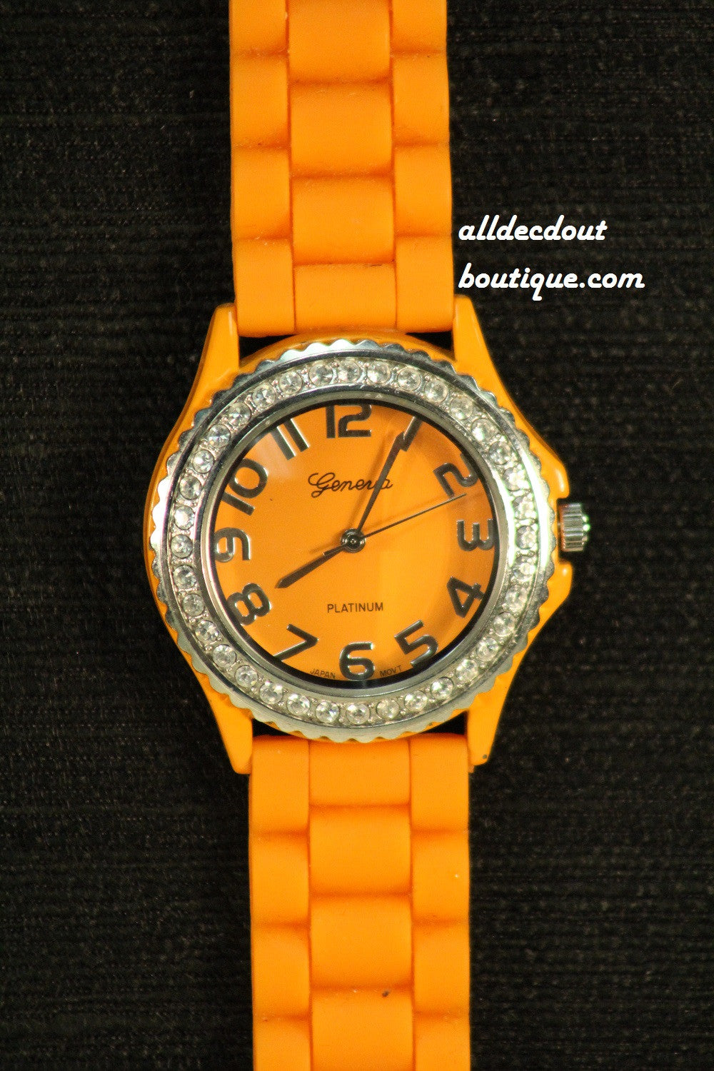 Orange/Orange Clear Rhinestone | Silicone Band - All Decd Out