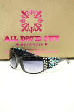 ADO | Customized Sunglasses Black with Turquoise Cross & Bling - All Decd Out