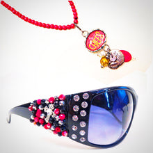 ADO | Customized Sunglasses Black with Red Beads & Silver Cross - All Decd Out
