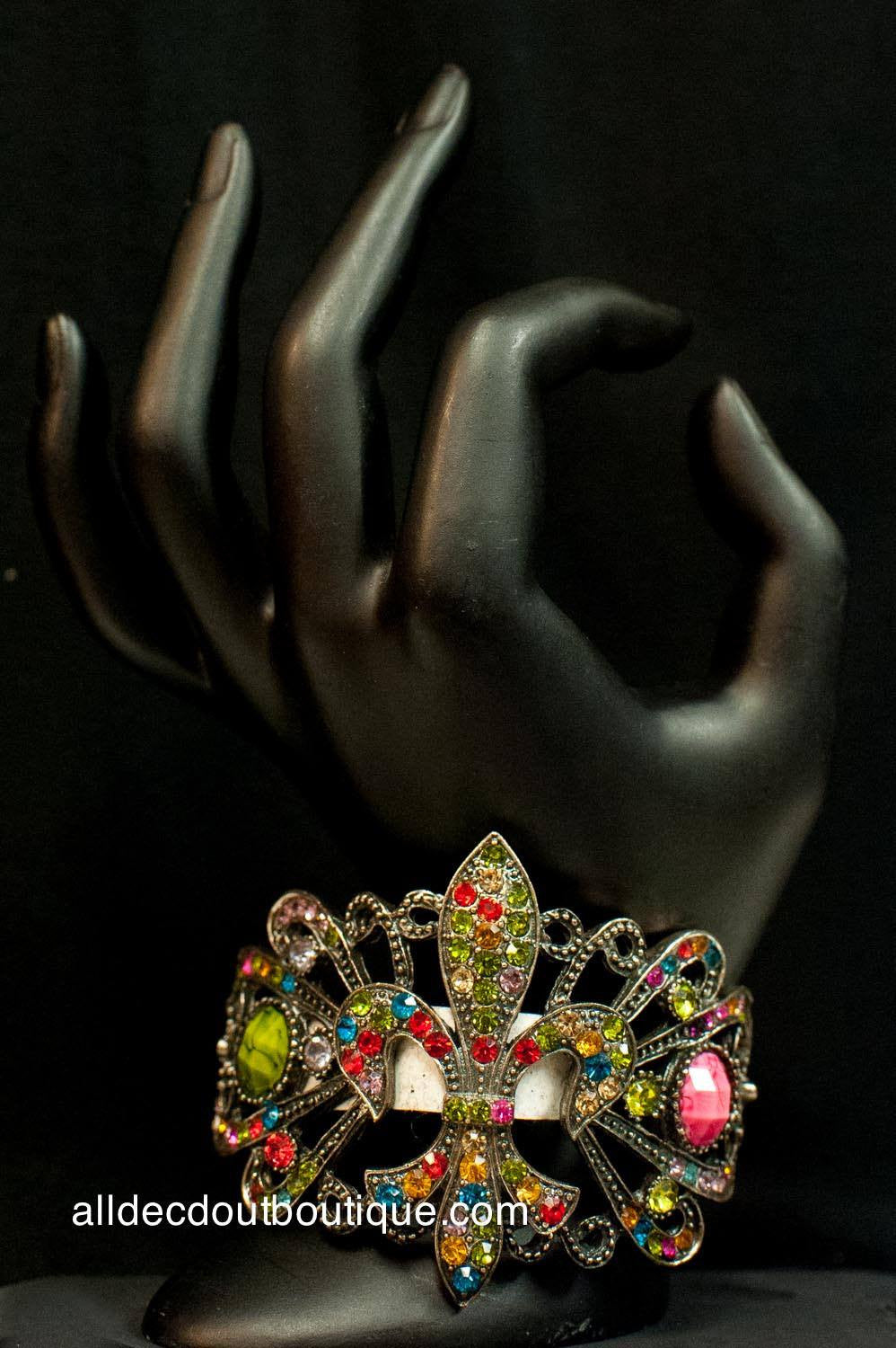 ADO | Assorted Crystal Metal Clamp Bracelet - All Decd Out