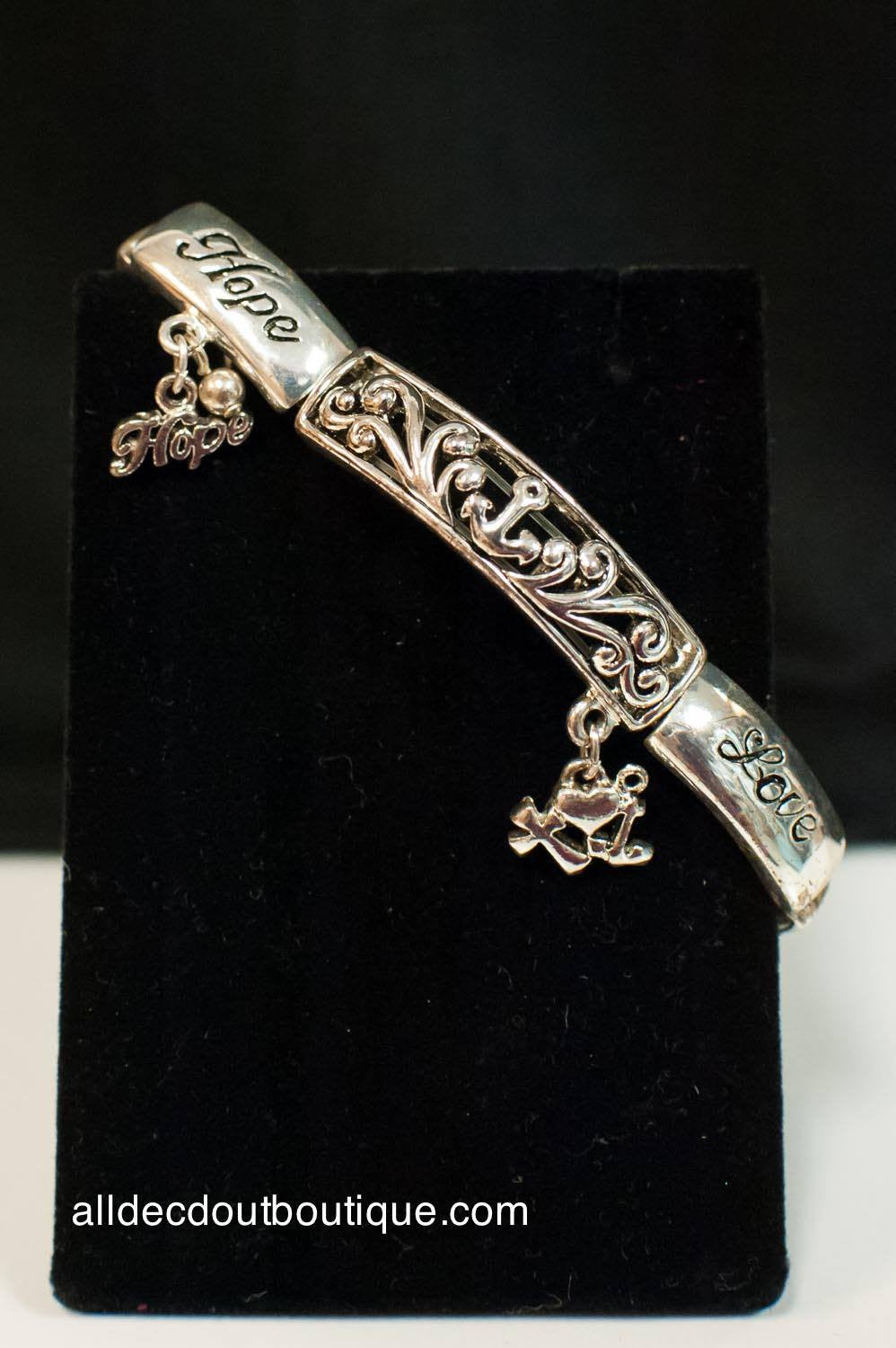 ADO | Silver Charm Stretch Bracelet with Words