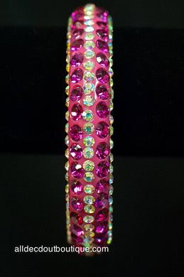 ADO | Pink Thin Bangle Bracelet with Crystal Rows