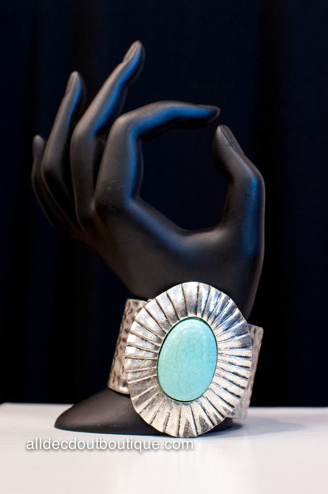 ADO | Sterling Silver Stretch Bracelet with Turquoise Stone