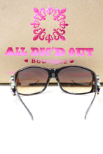 ADO | Customized Sunglasses Black with Cross & Bling Turquoise - All Decd Out