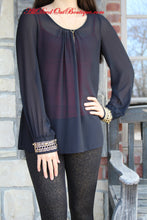 Double Zero | Black Sheer Top with Gold Chain Cuffs