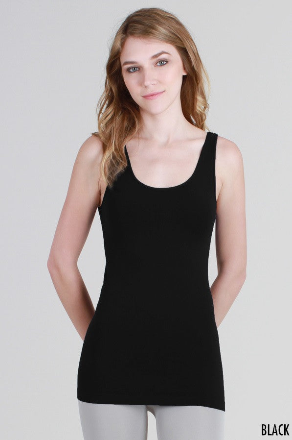 NS5178 Wide Strap Long Tank Cami Modal Black