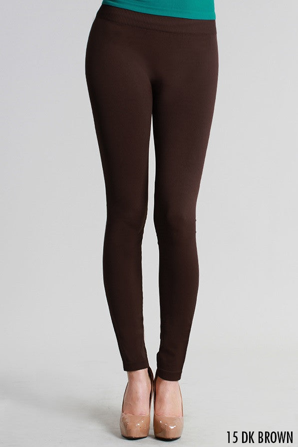 NB5100 Niki Biki Ankle Length Solid Leggings Dark Brown