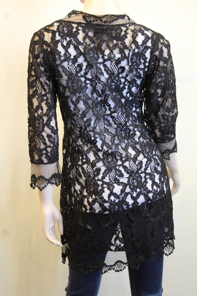 Long sleeve black lace cardigan outlet