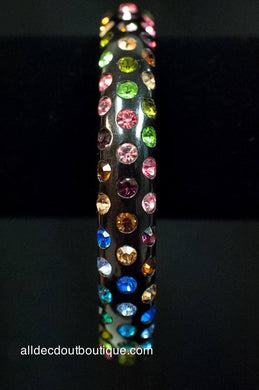 ADO | Black Lucite Thin Bangle Bracelet with Crystals - All Decd Out