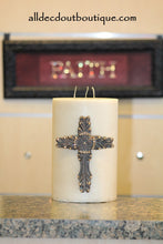 DECORATIVE CANDLE PIN EMBELLISHED Topaz Crystals EXTRA LARGE CROSS