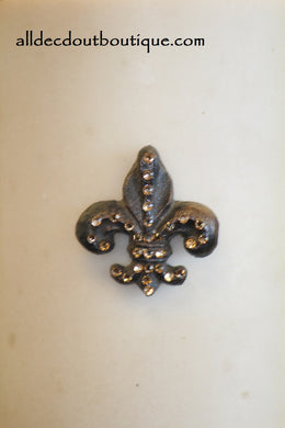 DECORATIVE CANDLE PIN EMBELLISHED | Topaz Crystals Small Fleur De Lis
