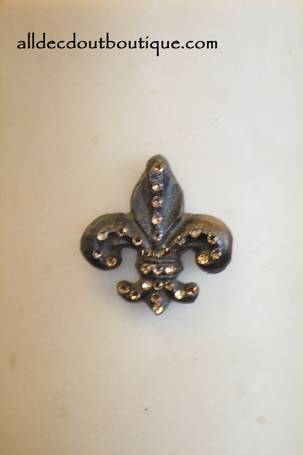 DECORATIVE CANDLE PIN EMBELLISHED | Topaz Crystals Small Fleur De Lis
