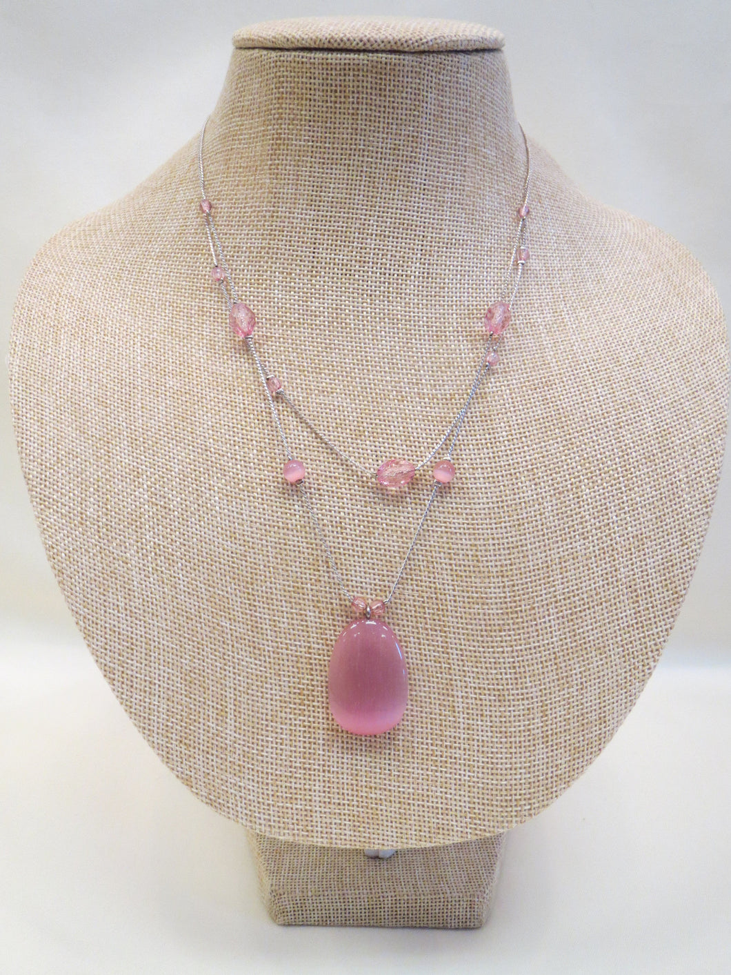 Treska Pink Crystal Silver Chain Necklace | All Dec'd Out