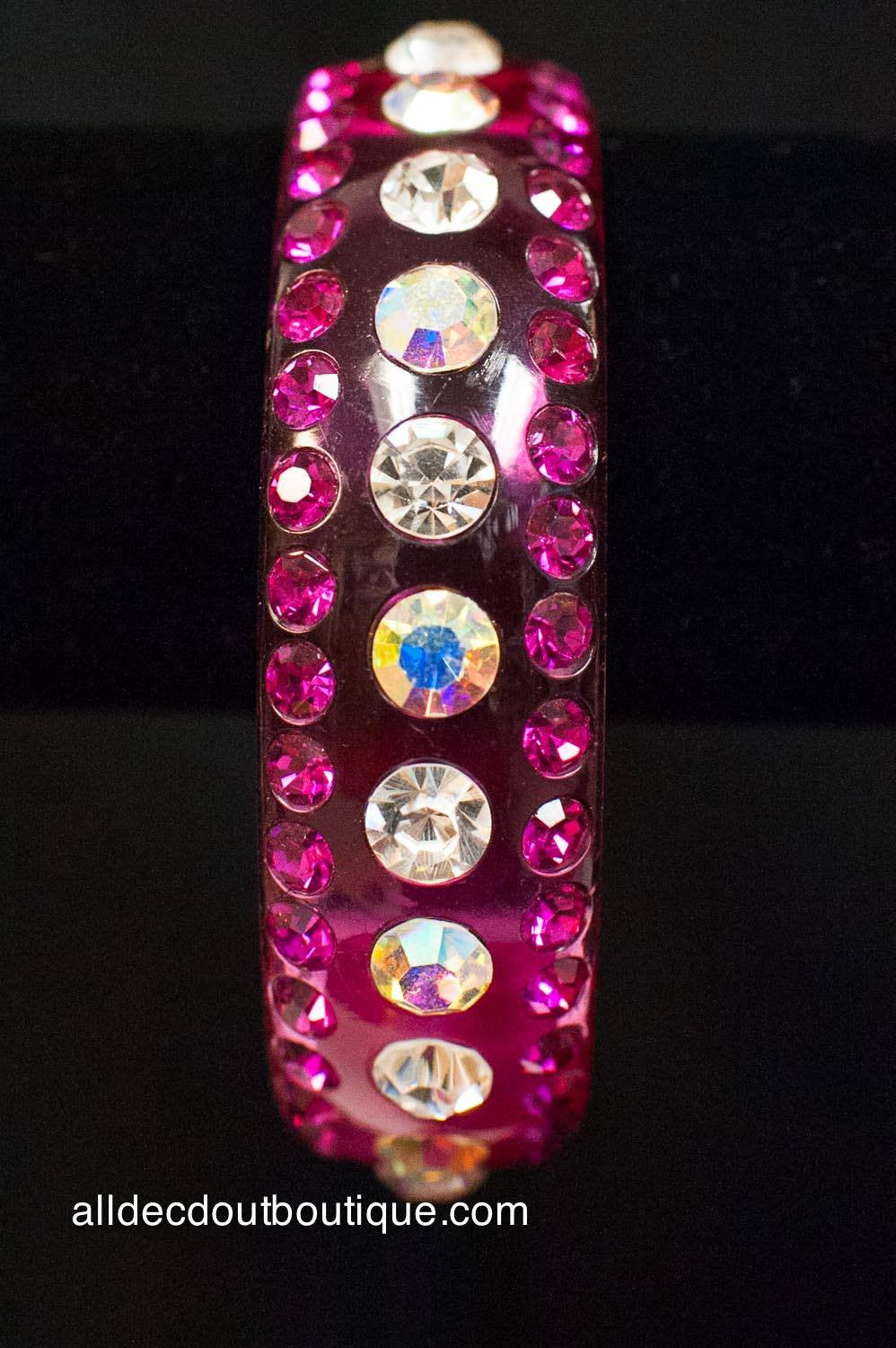 ADO | Pink Lucite Bangle Bracelet with Crystals