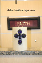DECORATIVE CANDLE PIN EMBELLISHED | Royal Purple Crystals Large Cross