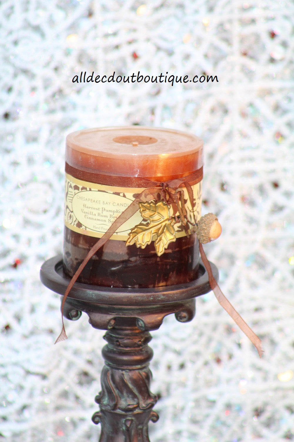 Pillar Candle Harvest Pumpkin Vanilla Rum Brulee Cinnamon Spice