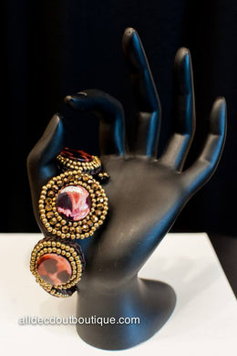 ADO | Boho Chic Bracelet with Leather Straps and Leopard Stones - All Decd Out