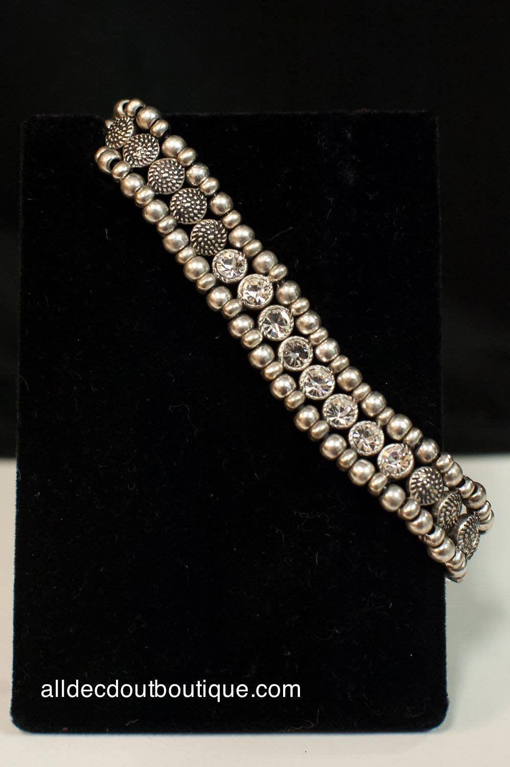 ADO | Beaded Adjustable Bracelet with Crystals - All Decd Out