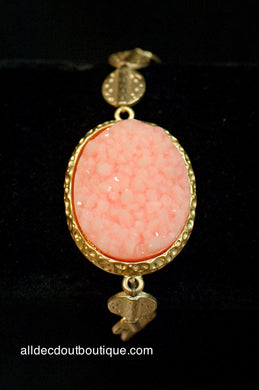 ADO | Gold Bead Stretch Bracelet with Pink Stone - All Decd Out