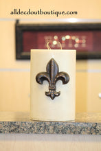 DECORATIVE CANDLE PIN EMBELLISHED Topaz Crystals Large Fleur De Lis