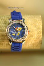 Blue/Blue KU Jay hawk Clear Rhinestones | Silicone Band