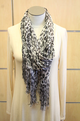 ADO | Wrap Silver Leopard Print Scarf