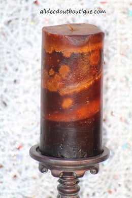 Pillar Candle Brown Multi Color Unscented