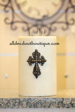 DECORATIVE CANDLE PIN EMBELLISHED | Topaz Crystals Medium Cross