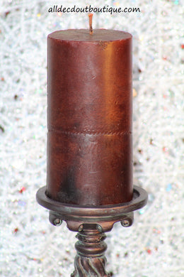 Pillar Candle Brown Multi Color Unscented