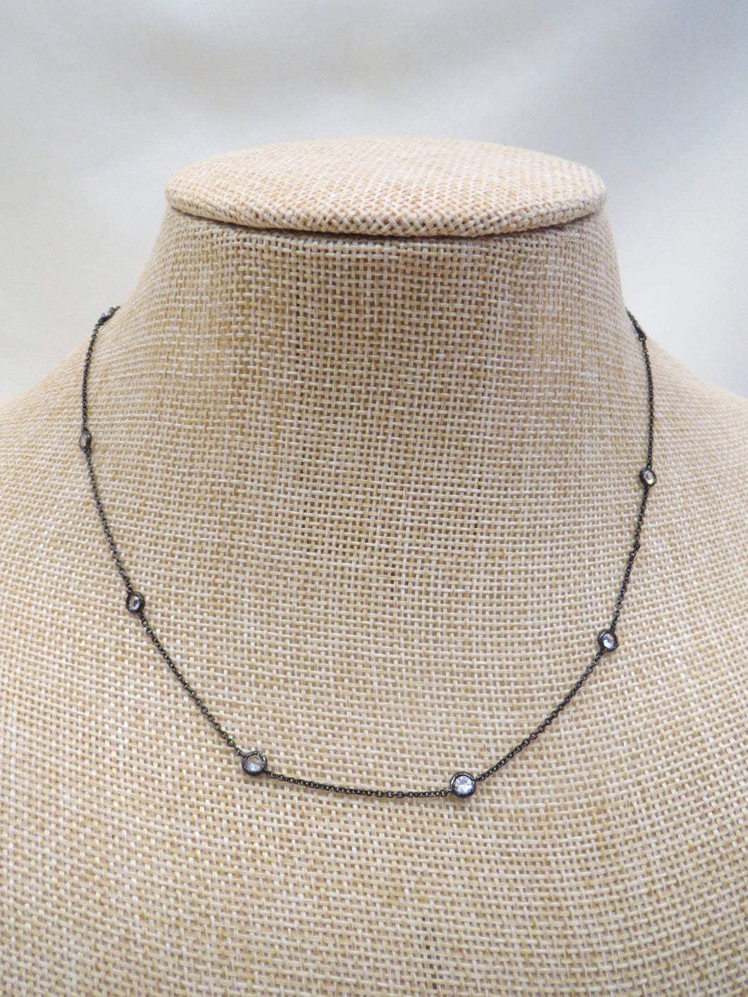 ADO | Dainty Black Chain necklace with Rhinestones - All Decd Out