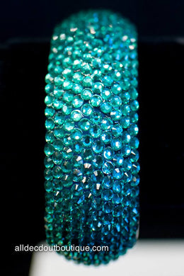 ADO | Broad Blue Bangle Bracelet with Crystals - All Decd Out