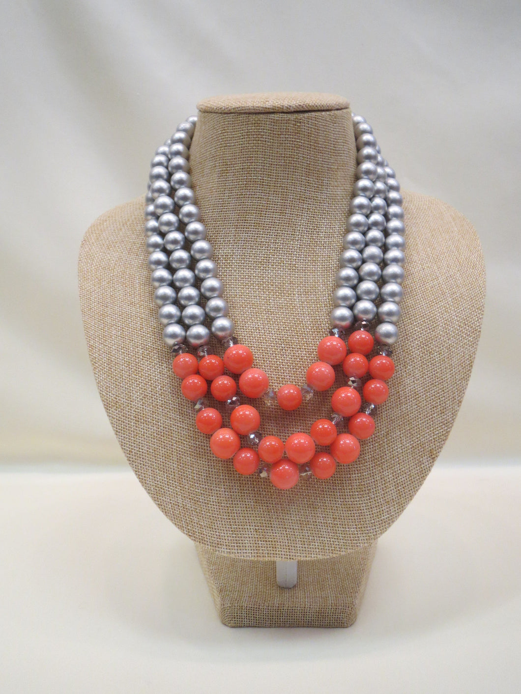 ADO | 3 Strand Coral & Silver Necklace - All Decd Out