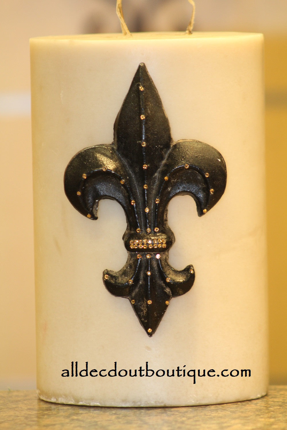 Decorative Candle Pin | Embellished Topaz Crystals Large Fleur De Lis - All Decd Out
