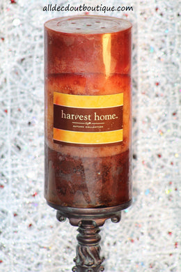 Pillar Candle | 4 x 8 Multi Color Pumpkin Spice - All Decd Out