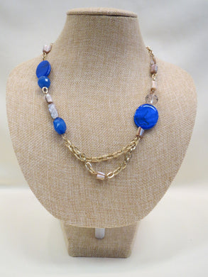 ADO | Blue Bead Gold Chain Necklace Short - All Decd Out