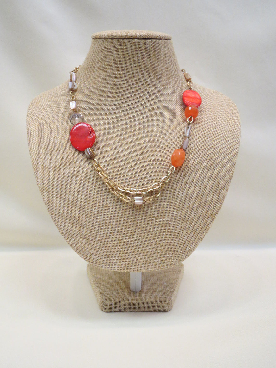 ADO | Orange Bead Gold Chain Necklace Short - All Decd Out