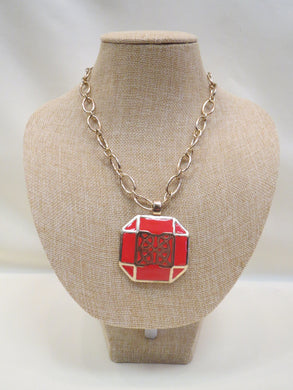 ADO | Orange Pendant Gold Chain Necklace - All Decd Out