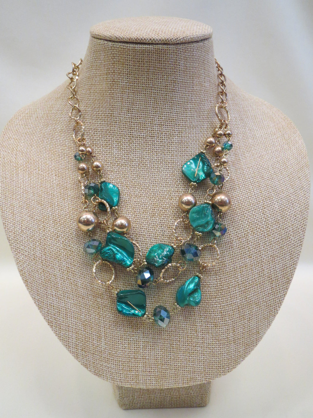ADO | Green & Gold Layer Necklace - All Decd Out