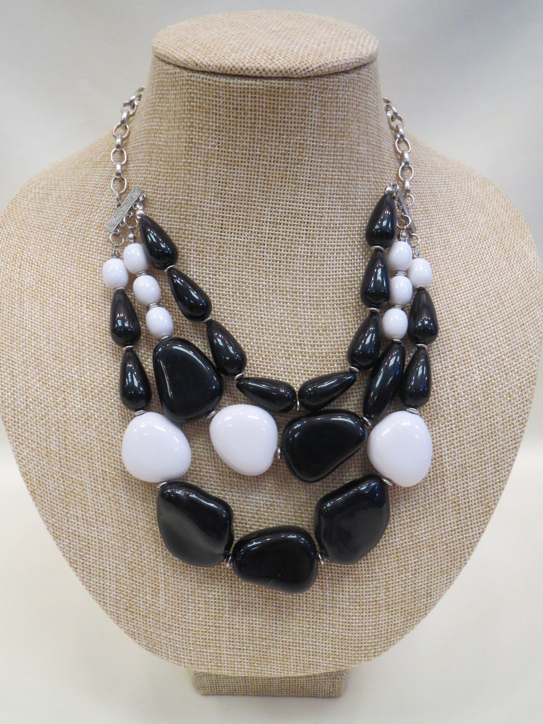 ADO | Black & White Beaded Layer Necklace - All Decd Out