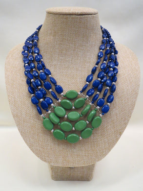 ADO | 5 Layer Green & Blue Beaded Necklace - All Decd Out
