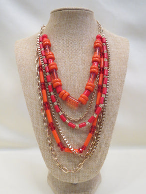 ADO Orange & Gold Multi Layer Necklace | All Dec'd Out