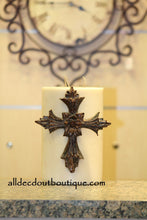 DECORATIVE CANDLE PIN EMBELLISHED  Amber Crystals Extra Large Cross